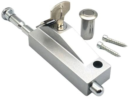 PINGPINGXIE Serratura per porta scorrevole, con chiave, con chiavistello, 1 set di serrature per porte scorrevoli per finestre in vetro, porte ausiliarie di sicurezza (argento)