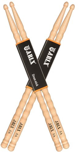 Baquetas de madera de arce 5A, diseño de onda antideslizante para batería (2 pares de baquetas Wave 5A)