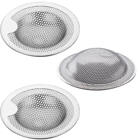 Juego de 3 Coladores para Fregadero de Acero Inoxidable Con Asa, Antiobstrucción - para Desagüe de Baño y Lavavajillas