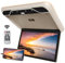 AUTUMFLATGAO Lettore da Tetto per Auto da 19, Monitor da Tetto per Auto 1080P, con 16 Colori di Luce, Monitor da Tetto Ribaltabile, Supporto Bluetooth HDMI USB,Beige