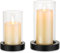 NUPTIO Photophore en Verre Bougeoir en Bois : Set De 2 Verres Photophores Cylindre en Noir Vase Grande Bougie À Réchaud Bougeoir De Table Décoration De Table Noël Mariage Outdoor