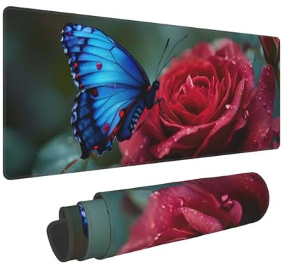 Gaming Mouse Pad 35.4x11.8x0.12 inch XXL Large Gaming Mouse Mat with Stitched Edges, Pansy Mouse Pad, with Non-Slip Base Extended Large Mouse Pads, Keyboard Desk Pad with Water Resist Surface N-667