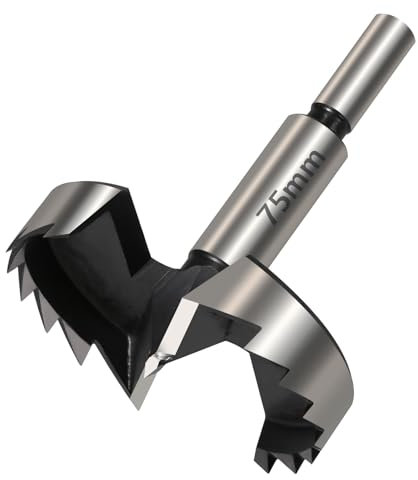 Vearter 75mm Forstnerbohrer, Vielzahn Holzbohrer aus Stahl mit Hohem Kohlenstoffgehalt mit Rundem Schaft, Lochbohrer für Holz, Massivholz, MDF, Kunststoff, Spanplatten, Sperrholz