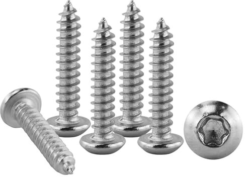 55 viti autofilettanti M5 x 25 mm, viti a testa bombata a testa svasata, in acciaio inox a testa piatta, viti Torx, filettatura completa, per attrezzature a macchina e mobili per la casa (argento)