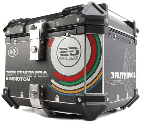 LYFDPN Coffre supérieur de Moto, Coffre de Queue de Moto Universel en Aluminium, Rangement de Voyage avec verrou de sécurité (55l)