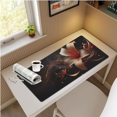 Mauspad XXL Abstrakt Mauspad 800x300x3 mm, Gaming Mousepad xxl Mauspad Lilie Schreibtischunterlage, Wasserdicht Mouse Pad Groß Rutschfeste Unterseite Desk Mat Gaming Zubehör für Office Geschenk M945