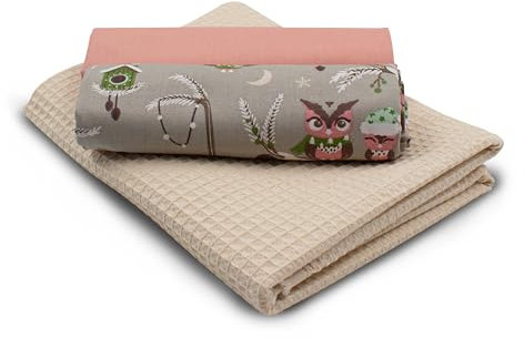 VmG-Store Waffelpique + Baumwollstoff Set farblich abgestimmt Waffel Stoff 100% Baumwollstoff Tex Standard 100 (Winter Eule Set86)