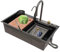 Fregadero de 80 x 45 cm, de acero inoxidable 304, con tabla de cortar, escurridor, lavadora para tazas y grifo de 60 cm, fregadero empotrable (negro)