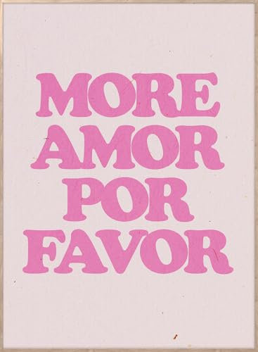 STYLER Bild Amor 50x70 cm mit Holzrahmen – Modernes Wandbild mit Typografie – Rosa Minimalistisch Deko Kunst