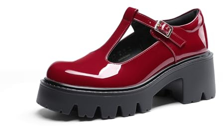 DREAM PAIRS Women's T-Strap Mary Jane Pumps Shoes | Round Toe Comfortable Low Platform Chunky Block Dress Heels Pumps Shoes for Work Wedding Party Graduate
