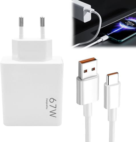 67W Chargeur Xiaomi Charge Rapide, Chargeur Rapide Xiaomi et 2M 6A Type C Cable Mi Turbo, pour Xiaomi 14 13 12 12t 12s Pro Lite Redmi Note K60 K50 11 11s 12 Pro Plus, Chargeur Xiaomi 67w
