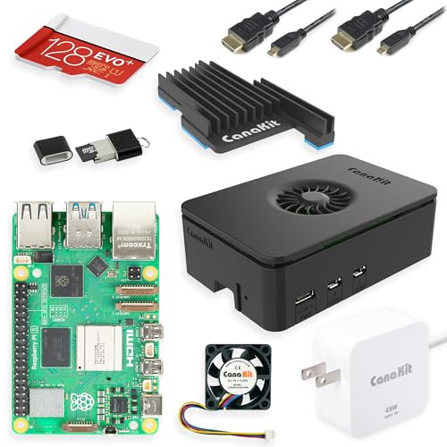 CanaKit Raspberry Pi 5 16GB Starter Kit PRO - Turbine Black (128GB Edition) (16GB RAM)