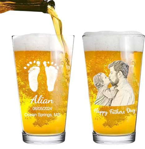 Tazza di birra personalizzata con foto personalizzata per la festa del papà Bicchiere da whisky Regalo impronte Bicchiere da vino Tazza con foto di famiglia Regalo per papà Papà Nonno Compleanno