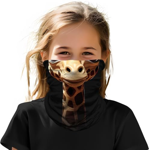 ShopINess Nackengamasche Halsmanschette Tubular Halswärmer Unisex Kinder Tiermuster, Halstuch für Fahrrad, Sport, Karneval, Themenpartys (Giraffe)