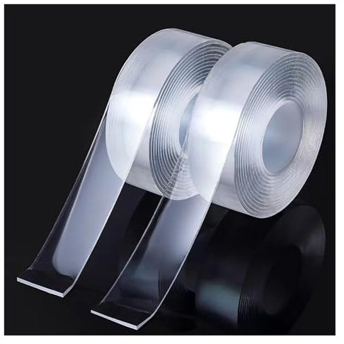 LZZYFPX 1/2/3M Waterproof Transparent Double Sided Tape Reuse Home Tapes Adhesives Porcelain wood metal plastic Super Glue(20MM x 3M Tape)