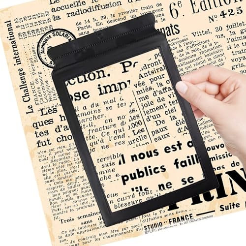 5X Large Handheld Magnifying Glass for Reading, Full Page Magnifier with Bendable Design, 8.8x6.3 Inch Perfect for Small Prints, Aging Eyes, Low Vision, and Seniors