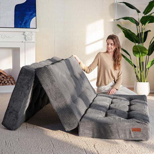 MAXYOYO Colchón Plegable de 2 Plazas, 15 cm de Grosor para Futón Convertible, Sofá Cama Portátil, Colchón para Invitados, Cama Adicional, 150x195
