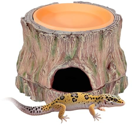 3 in 1 Reptilien verstecken Höhle Reptilien Schutz mit abnehmbarer Basis & Feuchtigkeit Geschirr Versteck Zubehör für kleine Reptilien Gecko, Leopard Gecko, Echse, Krabben Aquarium Zubehör Dekoration