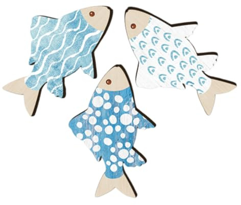 Rustikaler Nautischer Fischschmuck, 3 Stück für Wand