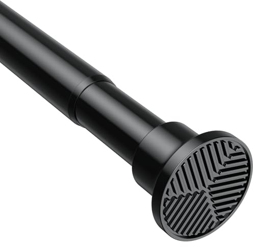 BSYXLSX Tringle Rideau Sans Percage Extensible,110-192 cm(Diam. 25 mm,Noir) | Barre de Douche Extensible, Parfaite pour Salle de Douche, Fenêtre et Penderie