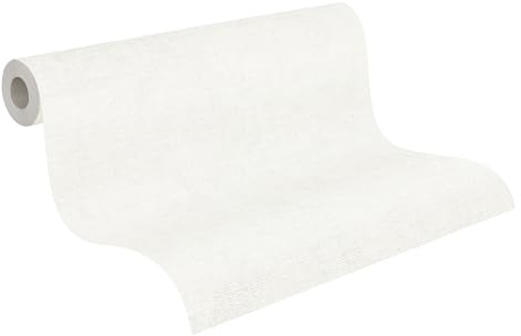 Livingwalls CosmoLiving Textured Non-Woven Wallpaper in White, Beige – 10,05 x 0,53 m Solid Colour Wallpaper by Cosmopolitan – 791097