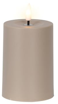 Lumineo Solar LED Kerze Outdoor 7x10cm Kunststoff - Solarkerze Gartendeko für Außen & Garten - Outdoorkerze batteriebetrieben - Dekokerze Stumpenkerze - Braun Warmweiß