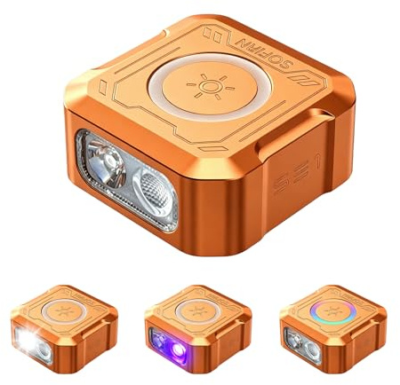 sofirn SE1 Mini Lampe Torche Porte-Clés, Lampe Torche EDC 300 Lumens avec Lumière UV, Anneau RGB, Aimant & USB-C, Rechargeable, Boîtier Métal CNC pour Quotidien, Urgence, Camping & Extérieur