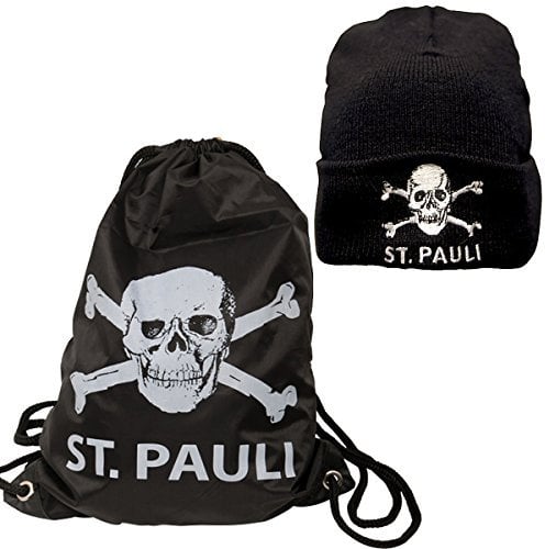 FC St. Pauli 2-teiliges Kombi-Set aus Mütze und Turnbeutel Totenkopf