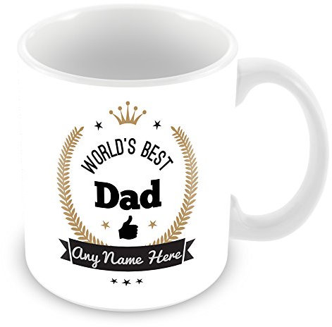 World's Best Dad Personalised Mug Gift - Customise Cup with Name - Gold