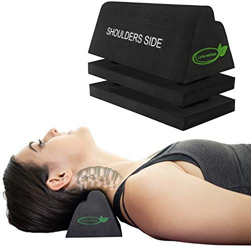 Lumia Wellness Cervical Orthotic Traction Block | Firm | Spinal & Neck Alignment | 3-Height Adjustable Design | Cervical Traction Device & Neck Stretcher