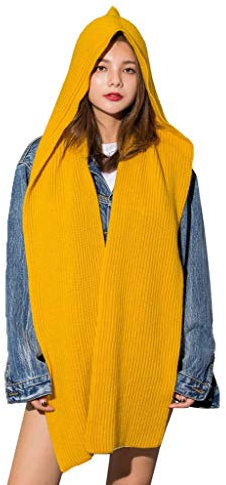 Xiang Ru 120 * 22cm Damen Mädchen Winter Warm Schal Mütze Strickmütze Schalmütze Schlupfmütze Gelb