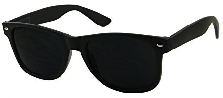 ShadyVEU Super Dark Black Sunglasses UV Protection Lens Spring Hinge 80s Vintage Retro Inspired Shades, Soft Matte Black Frame, M