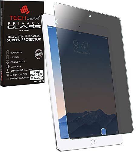 TECHGEAR Anti Spy Screen Protector for iPad Pro 12.9 2nd Gen / 1st Gen - PRIVACY GLASS Edition Genuine Tempered Glass Screen Protector Guard Cover Compatible with Apple iPad Pro 12.9 inch 2017/2015