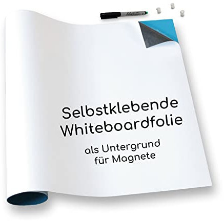 Magstick Ferrofolie Whiteboard-Folie selbstklebend I 60 x 40 cm I flexibel beschreibbar abwischbar I Haftgrund für Magnete I in weiß I mag099