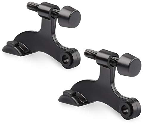 2 Pack Hinge Pin Door Stopper Brushed Satin Nickel - Adjustable Heavy Duty Hinge Pin Door Stop with White Rubber Bumper Tips