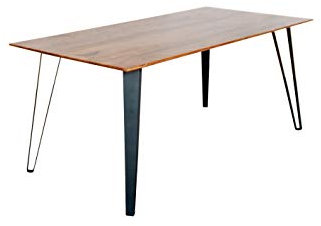 G+K Esstisch TI-0483 140x90 Akazienholz Massiv Aluminium Natur Schweizer Kante