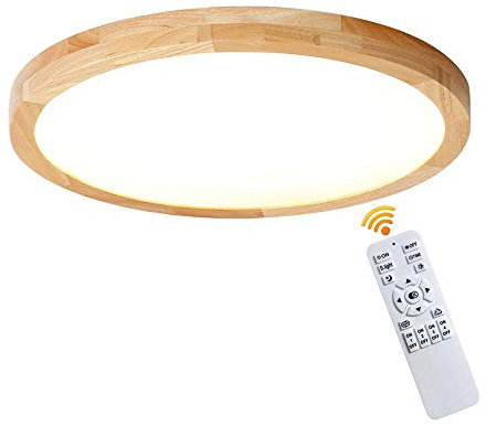 LED Deckenleuchte, Nordic Modern Holz Deckenlampe, 28W 2520lm(90Lm/W) Runde Holz Lampe für Wohnzimmer, Schlafzimmer, Büro, Kinderzimmer Leuchte Eiche Decke Licht Holzlampe, Φ40cm [Energieklasse A++]