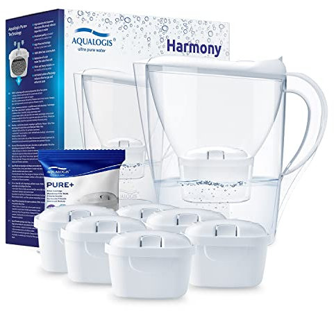 Aqualogis Carafe Filtrante, Harmony 2.6L, 1 Cartouche Filtrante Pure+ incluse (White 2.6 & 6 Pure+)
