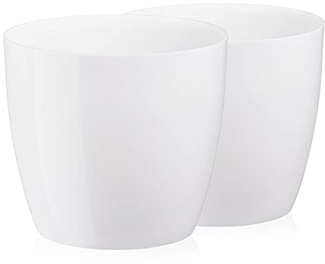 Tymar Blumentopf, 2er-Pack, Runde Form, Übertopf (Weiß, ø 28 cm)