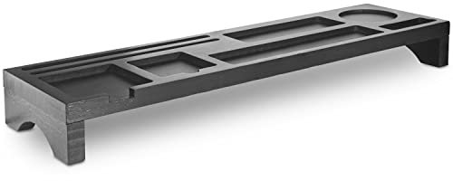 Rubberneck Bambus Schreibtisch Organizer mit Handy-, Tablethalterung - für Tastatur, Maus, Büro Zubehör - 60 x 16 x 6,2 - Schwarz