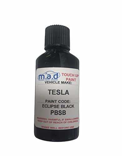 M.A.D MYLDAN AUTO DESIGN Touch Up Paint Compatible with TESLA ECLIPSE BLACK PBSB - 30ml Kit, Gloss Finish with Built-in Brush - Made with Helios (PAINT + LACQUER)