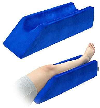 Coussin cale d'élévation des Jambes - Repose-Genoux pour Dormir après Une Chirurgie - Support du Genou en Mousse - Cales de lit - Jambes - Traversin de Pied(Bleu, 65 cm de Long)