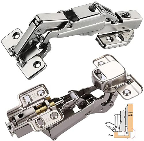 2 Pcs Kitchen Cabinet Door Hinges 165 Degree Kitchen Cupboard Hinges Soft Close Corner Kitchen Cabinet Hinges Folding Mute Cabinet Hinges (Middle Curved Half Cover)