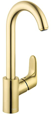 hansgrohe Focus Gold Bar Küchenarmatur, Bar Spültischarmatur Einzelloch, Küchenspüle Armatur gebürstet Gold Optik 04507251, 1,5