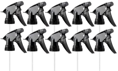 WANGCL 10pcs Standard 28/400 Neck Spray Bottle Replacement Nozzle Reusable Heavy Duty Mist Spray & Stream Sprayer Replacement Tops(Black)