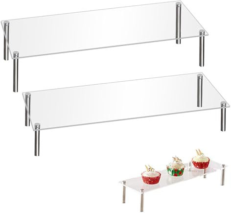 Nsiwem Espositore Acrilico Trasparente 2 pezzi Espositore Plexiglass Alzate di Display Acrilico Espositore a Scala Trasparente con Asta di Metallo 45mm/95mm per Cupcake, Artigianato Mostrare