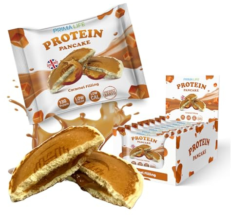 Primalife Protein Pancake | High Protein Pancakes (12 x 55g) Caramel Filling