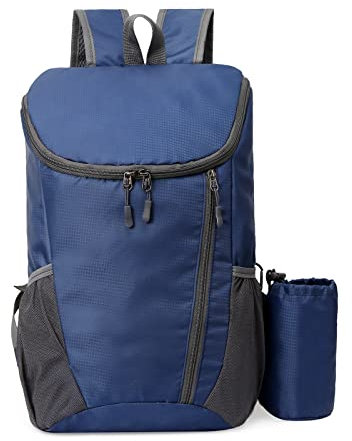 KAMEUN Foldable Backpack, Small Lightweight Rucksack for Men, Waterproof Packable Daypack for Outdoor Sports, Hiking, Travelling, Walking, Camping (C - Blue)