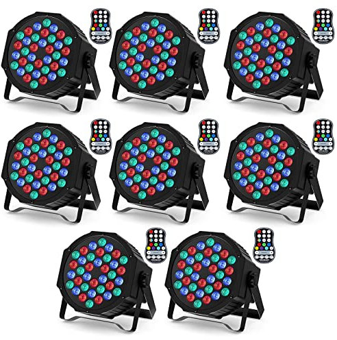 U`King 8 PCS RGB Bühnenlicht Akku, 36 LED Strahler Par Wiederaufladbare mit Fernbedienung und Timing, Akku Strahler Outdoor für Hochzeit DJ Disco Events Indoor Outdoor Tanzparty Kirche Live