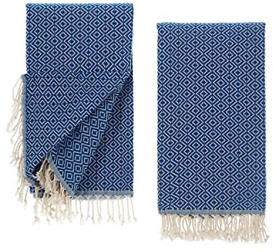 Tuiste Saunatuch Blau 2er Pack, Saunakilt Damen und Herren, Strandtuch, Saunahandtuch, Picknickdecke, Hamamtuch%100 Baumwolle, Strandtücher, Strandhandtuch XXL, Badehandtuch 100x180